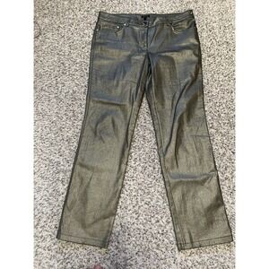 ESCADA New  Boot-cut Coated Gold Metallic Denim Jeans Sz  EU 44 Mid Rise Italy